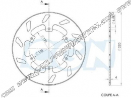 Front and rear brake disc NG Ø220mm for PIAGGIO LIBERTY, VESPA, NRG, GILERA RUNNER from 50cc to 300cc