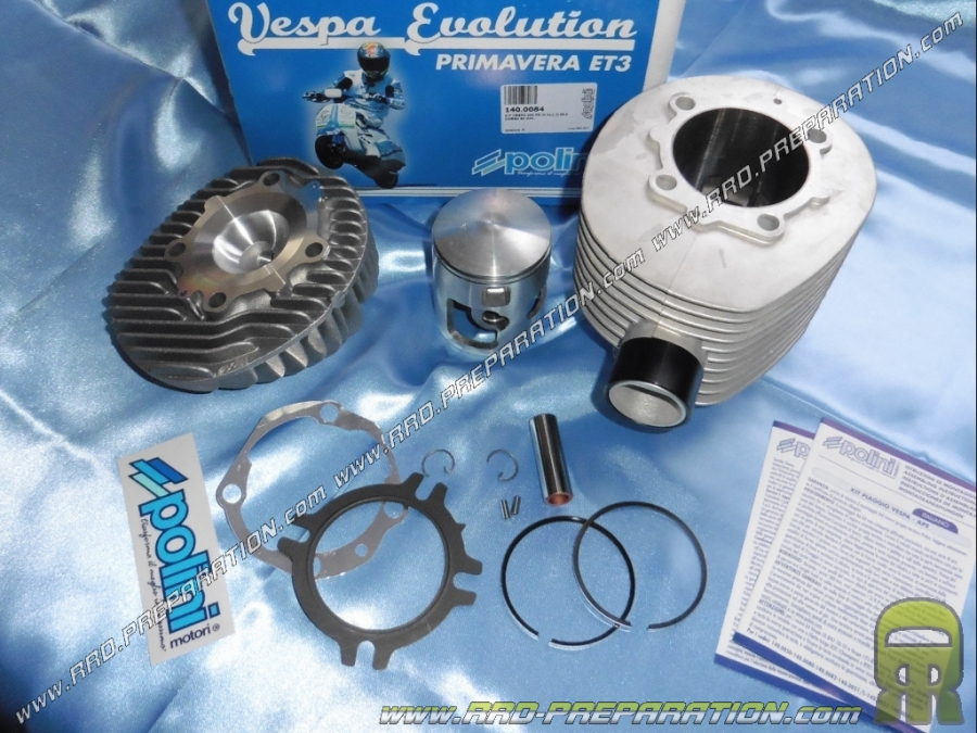 Kit haut moteur 221cc Ø68,5mm avec culasse POLINI aluminium scooter VESPA P200 E, PX, PE... 200cc 2T