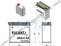 Batería FULBAT 12N5.5-4A 12v5.5AH (ácido con mantenimiento) para moto, mécaboite, scooters...