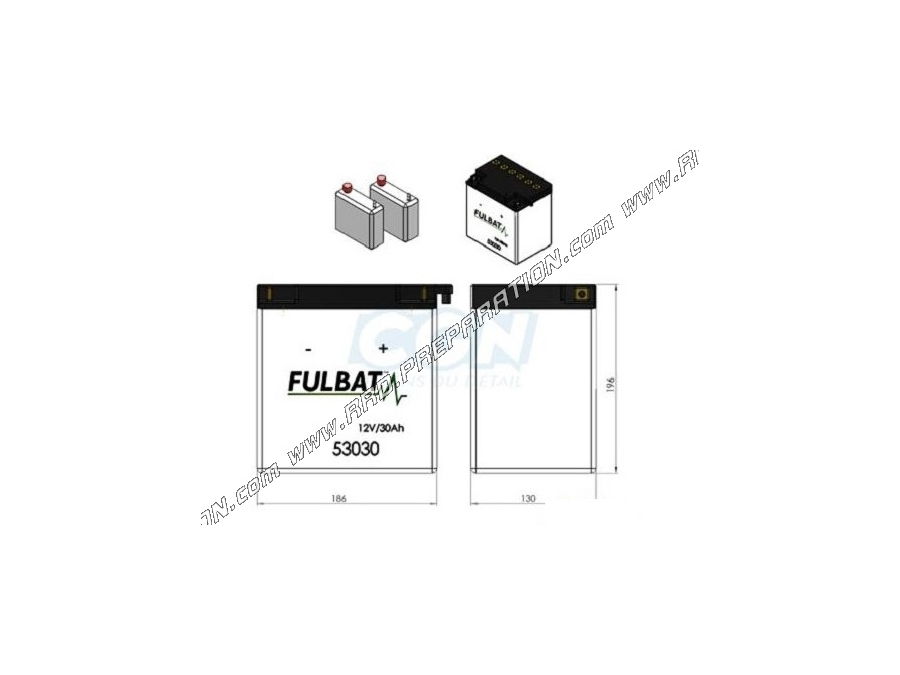 Battery FULBAT 53030 12V30AH (acid with maintenance) for motorcycle, mécaboite, scooters...
