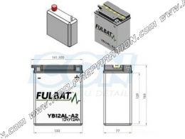 Battery FULBAT YB12AL-A2 12V 12A (delivered with acid) for motorcycle, mécaboite, scooters...