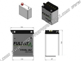 Battery FULBAT YB14L-A2 12V 14A (delivered with acid) for motorcycle, mécaboite, scooters...