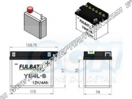 FULBAT battery YB4L-B 12V 4A (delivered with acid) for motor bike, mécaboite, scooters ...