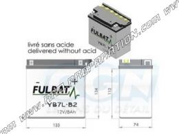 FULBAT YB7L-B2 12V 8A battery (delivered with acid) for motorcycle, mécaboite, scooters...