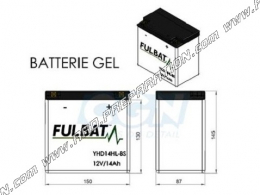 Batterie FULBAT YHD14HL-BS 12V 14AH (gel sans entretien) pour moto, mécaboite, scooters...