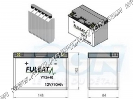 Battery FULBAT YT12A-BS 12V 10A (delivered with acid) for motorcycle, mécaboite, scooters...