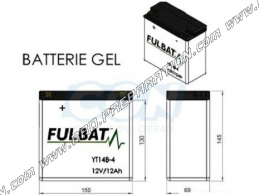 Batterie FULBAT YT14B-4 12V 12AH (gel sans entretien) pour moto, mécaboite, scooters...
