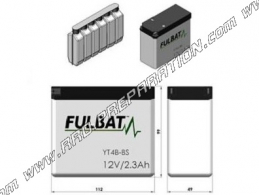 FULBAT YT4B-BS 12V 2.3A battery (delivered with acid) for motorcycle, mécaboite, scooters...