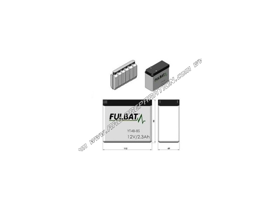FULBAT YT4B-BS 12V 2.3A battery (delivered with acid) for motorcycle, mécaboite, scooters...