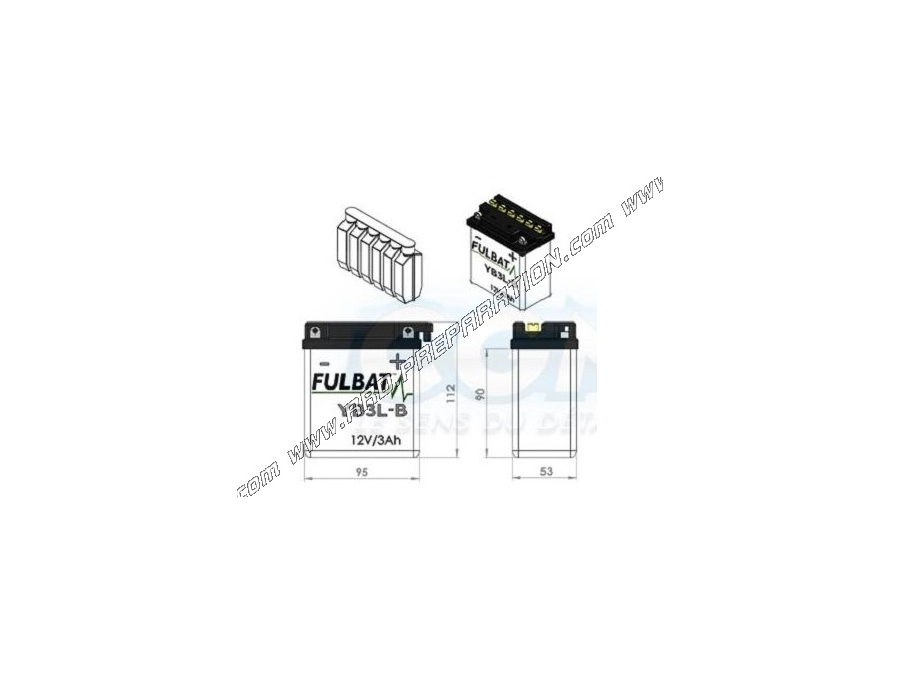 FULBAT battery YB3L-A 12V 3A (delivered with acid) for motor bike, mécaboite, scooters ...