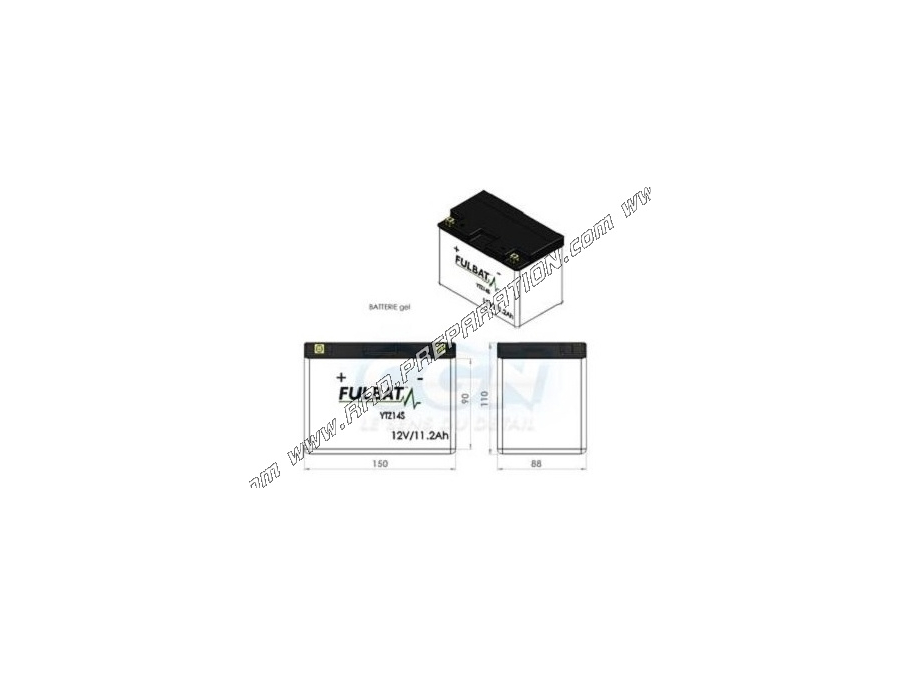 FULBAT YTZ14S 12V 11AH battery (maintenance-free gel) for motorcycle, mécaboite, scooters...