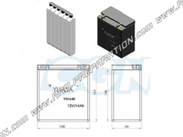 Batterie YUASA YTX16-BS 12v 16A (acide sans entretien) pour moto, mécaboite, scooters...