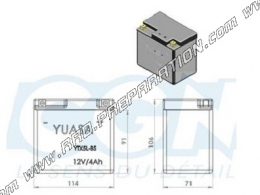 Batterie sans entretien YUASA YTX5L-BS 12v 4A pour moto, mécaboite, scooters...