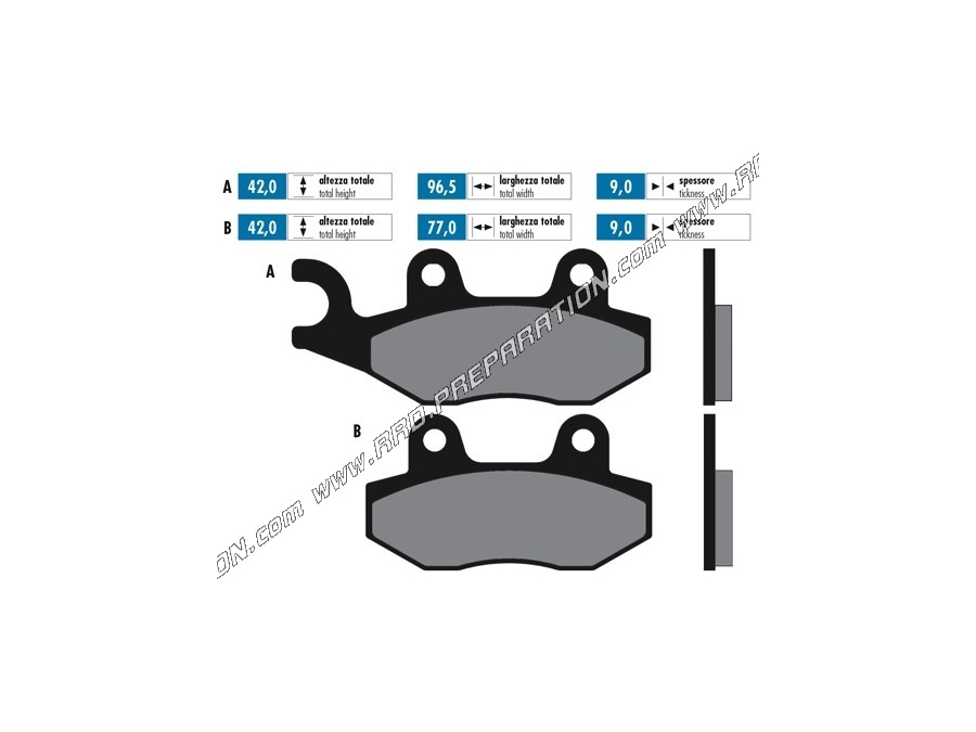 Pastillas de freno delanteras / traseras POLINI para KYMCO FILLY, PEOPLE, VITALITY, VIVIO, YUP, PEUGEOT GEOPOLIS 50, 125, 250, 3