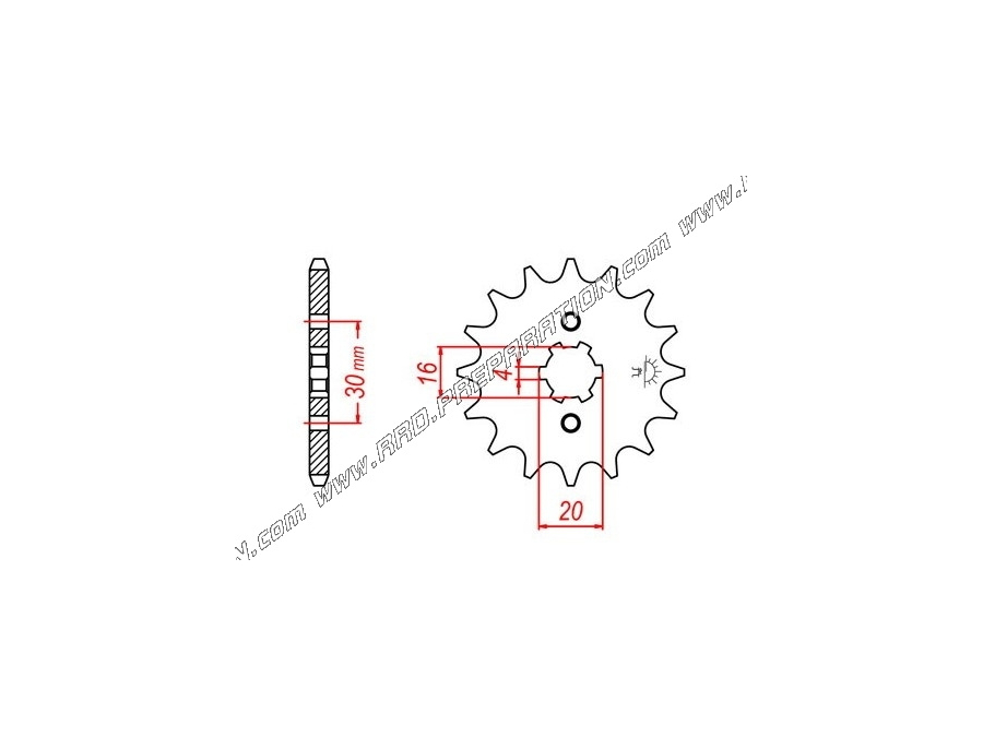 Piñón de salida de caja de cambios SGR 14 dientes para moto YAMAHA YBR, XT R, XT X, RIEJU MRT, TANGO, RS2, DERBI SENDA 125cc