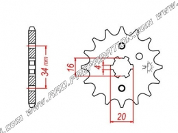 Pignon de sortie de boite SGR 14 dents pourmoto YAMAHA YBR, XT R, XT X, RIEJU MRT, TANGO, RS2, DERBI SENDA 125cc