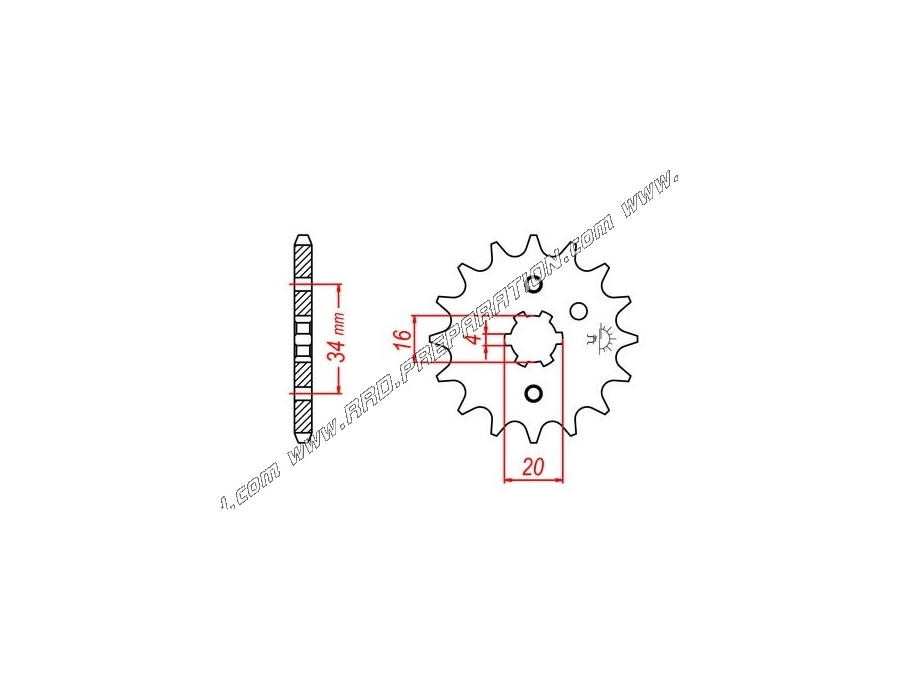 Pignon de sortie de boite SGR 14 dents pour moto YAMAHA YBR, XT R, XT X, RIEJU MRT, TANGO, RS2, DERBI SENDA 125cc