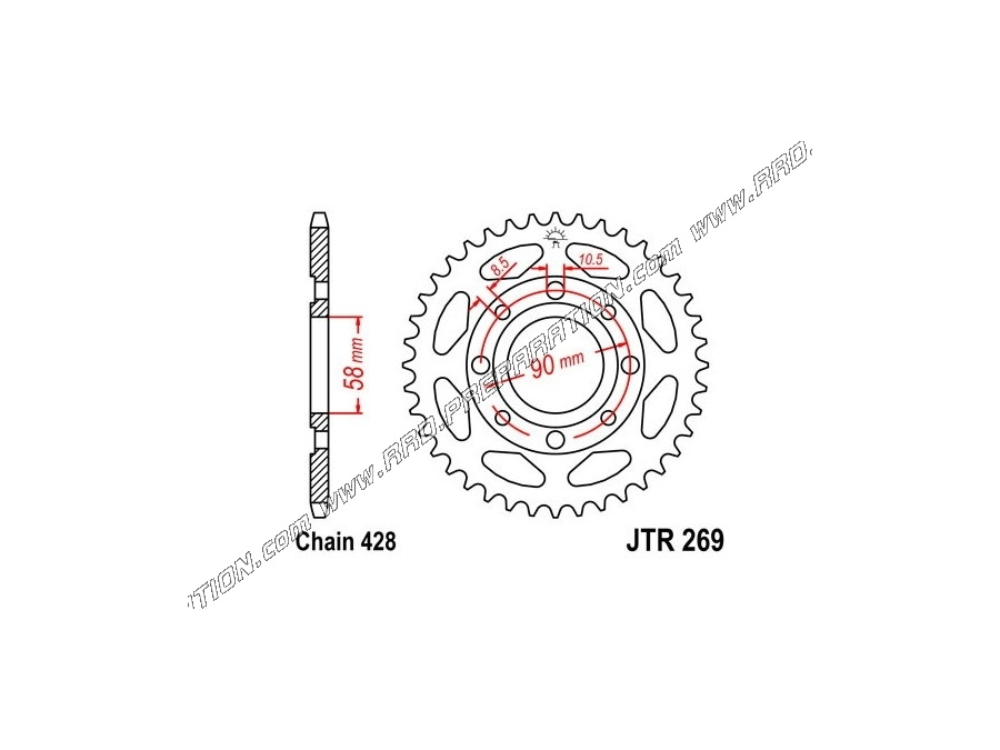 Corona 42 dientes en 428 SGR para DAELIM ROADSPORT, ROADWIN, DAYSTAR, HONDA CB... 125