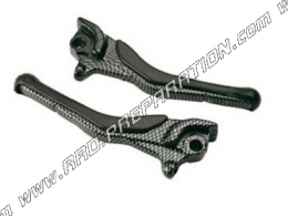 Pair of gloss carbon <span translate="no">TUN'R</span> 'R brake levers for MBK NITRO & YAMAHA AEROX scooter