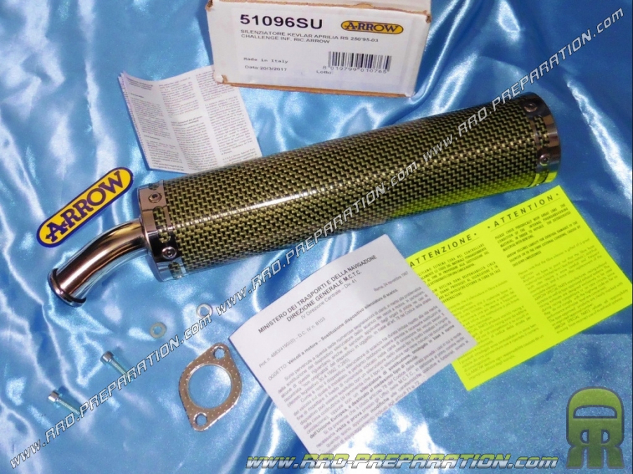 Silencieux (cartouche inférieure seule)  ARROW STREET Kevlar pour moto APRILIA RS 250 de 1995 à 2002