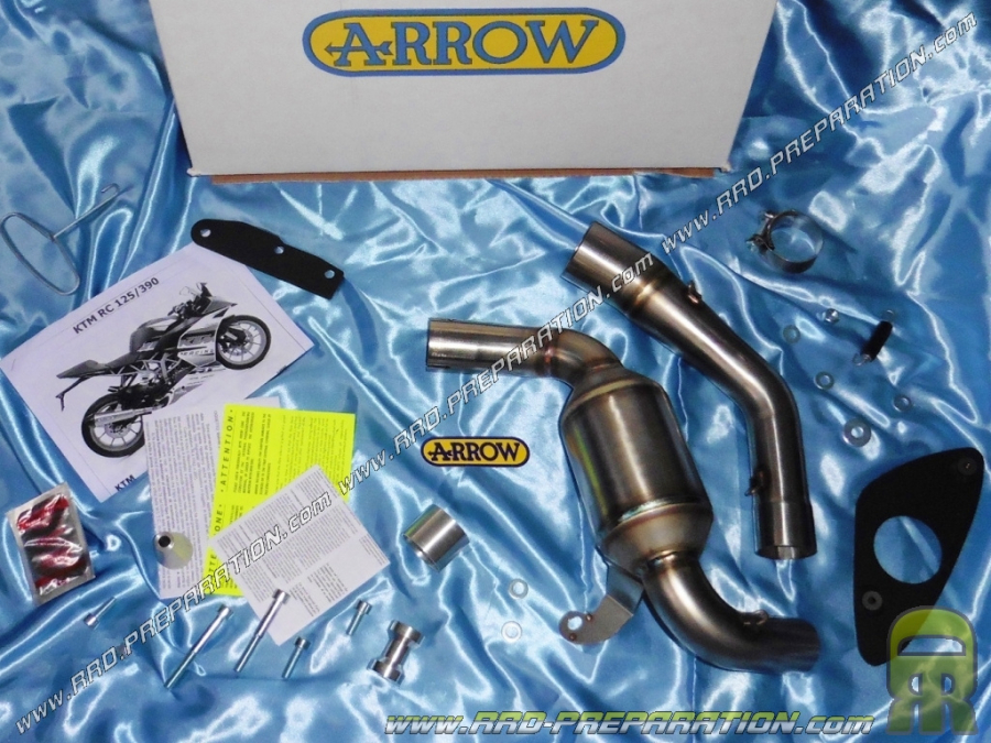 Collecteur racing ARROW inox (avec ou sans catalyseur) pour moto KTM RC 125 et 390 4T
