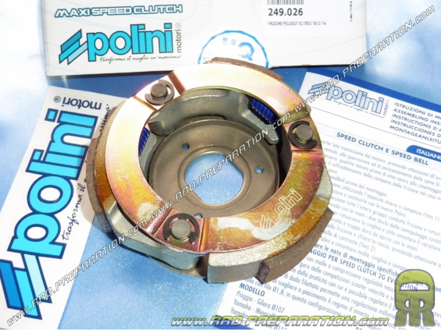 Embrayage POLINI SPORT pour scooter PEUGEOT ELYSEO, SPEEDFIGHT, TREKKER, VIVACITY... 100cc 2T