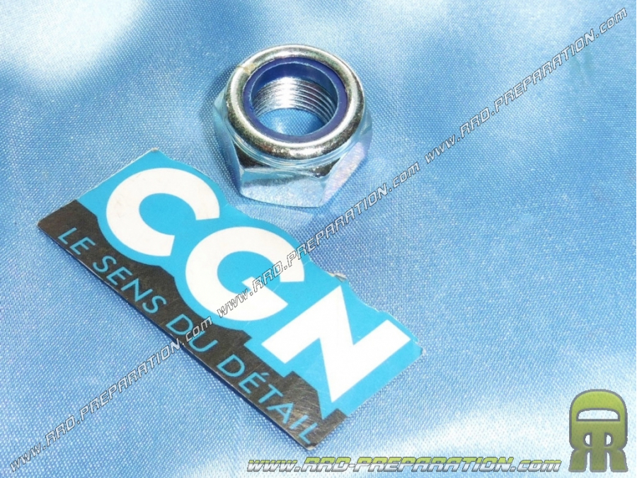 Rear wheel nut CGN (locknut + nylon ring) Chinese scooter 50cc 2T, 4T GY6, KYMCO, SYM, KEEWAY, BAOTIAN ...