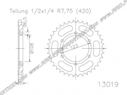 Couronne 50 ou 52 dents en 420 pour DERBI GPR 50 de 1997 a 2003