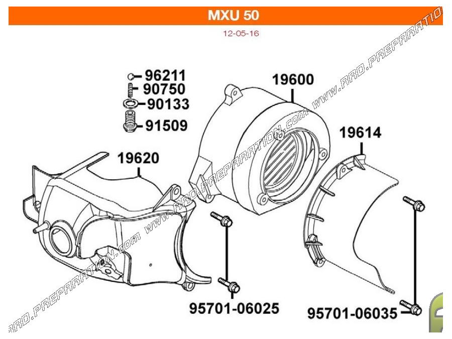 Grupo de piezas tapas de motor, plásticos, voluta... Para QUAD MXU 50cc