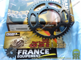 Chain kit FRANCE EQUIPEMENT reinforced for DERBI SENDA DRD RACING SM 2011 to 2012 ... teeth of your choice