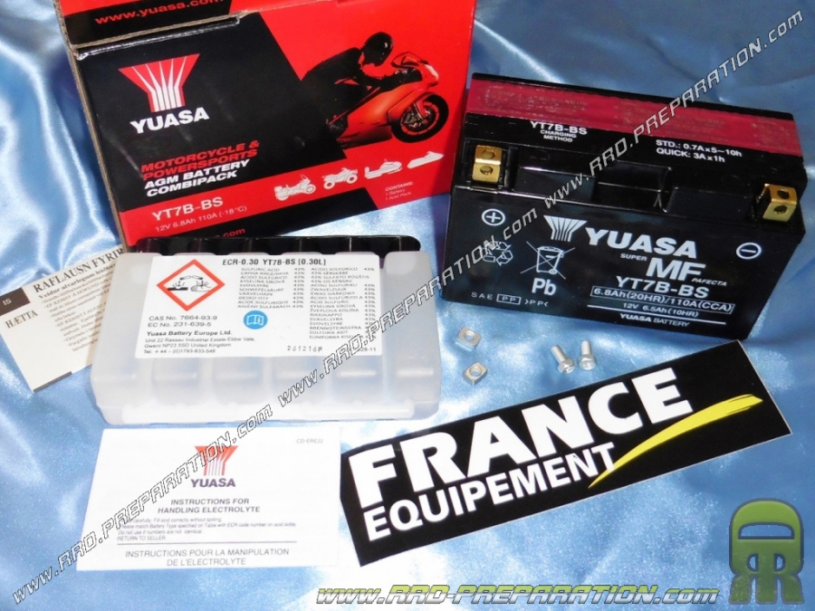 Batería YUASA YT7B-BS 12v 6.5Ah (ácido con mantenimiento) para moto, mécaboite, scooters