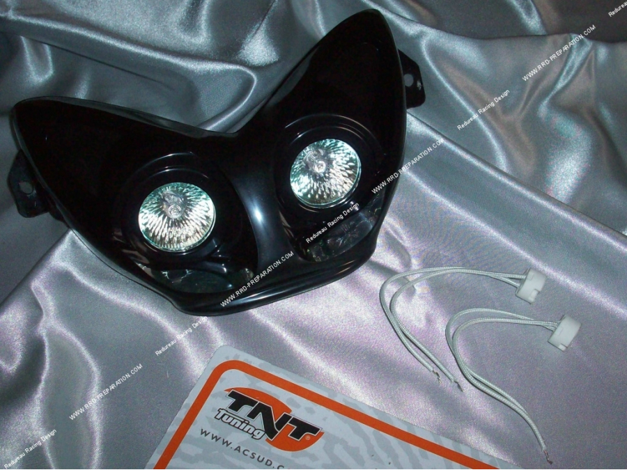 Masque avant double optique TNT Tuning FUTURA avec éclairage pour MBK NITRO & YAMAHA AEROX couleur aux choix