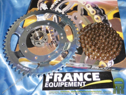 Kit chain FRANCE EQUIPEMENT reinforced for PEUGEOT 103 MVL (a baton aluminum rims from 1995) toothings choices