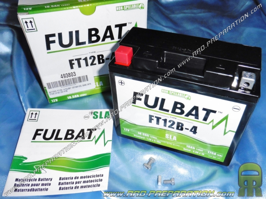 FULBAT YT12B-4 12V 10Ah (gel libre de mantenimiento) para moto, mécaboite, scooters...