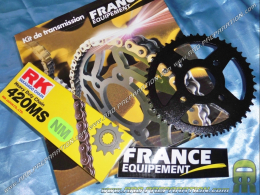 Kit chaine FRANCE EQUIPEMENT renforcé pour moto YAMAHA TZR de 2007 a 2016 dentures aux choix