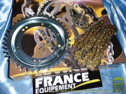 Kit de cadena FRANCE EQUIPEMENT reforzado para PEUGEOT 103 VOGUE S (sin variador, llantas con palos) dientes de su elección