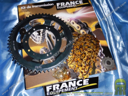 Kit de cadena FRANCE EQUIPEMENT reforzado para PEUGEOT 103 CLIP (llantas 10 palos) dientes de su elección