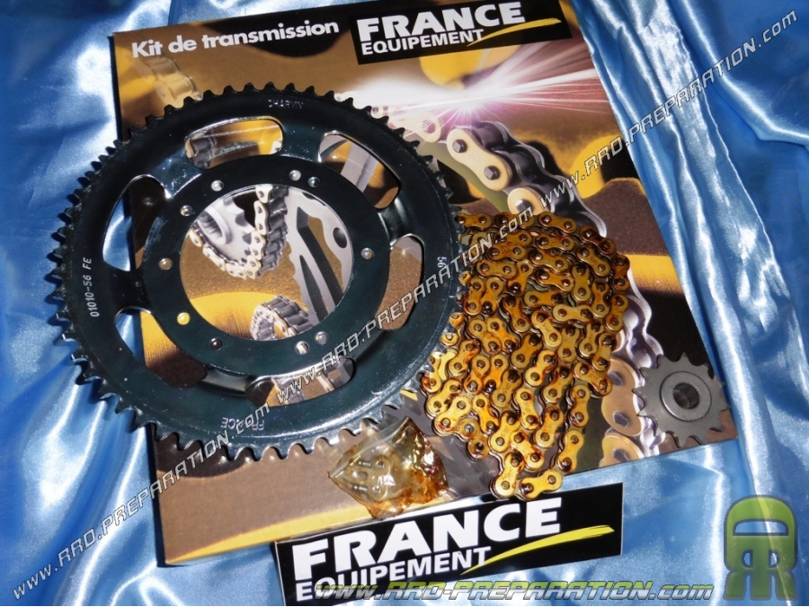 Kit de cadena FRANCE EQUIPEMENT reforzado para PEUGEOT 103 CLIP (llantas 10 palos) dientes de su elección