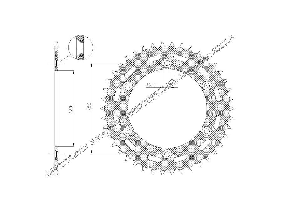 Couronne en 520 FRANCE EQUIPEMENT pour KTM EGS,  EXC, SX, ...et HUSQVARNA TE, TC... ... à partir de 1991 dentures aux choix