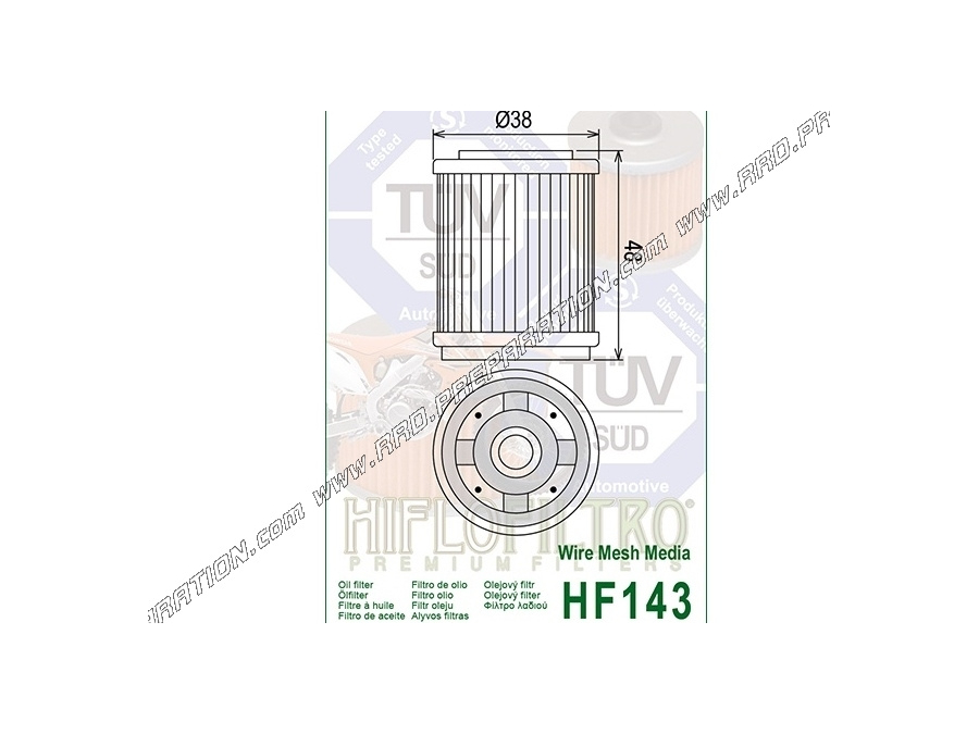 HIFLO FILTRO oil filter for motorcycle and quad TW, YTM, XT, MBK FLAME, CYGNUS, YFB TIBERWOLF 125, 250, 200cc