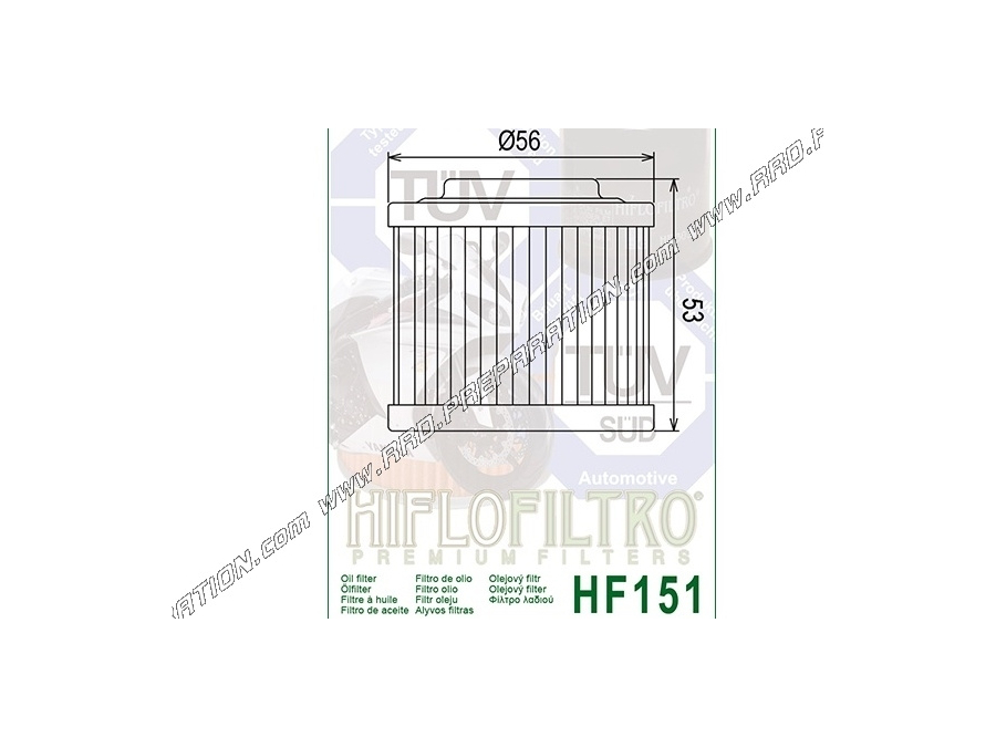 Filtre à huile HIFLO FILTRO pour moto APRILIA TX, TR, TUAREG, BMW GS, SCARVER, KTM K4...276, 320, 350cc