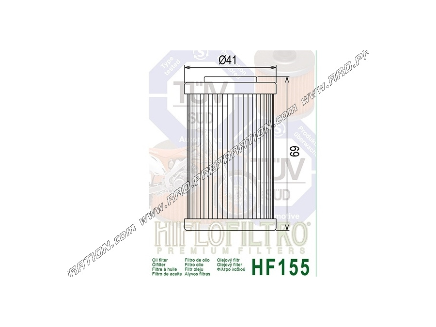 Filtro de aceite HIFLO FILTRO para quad y moto BAJAJ, BETAMOTOR, HUSABERG, KTM y POLARIS 125, 200, 350cc