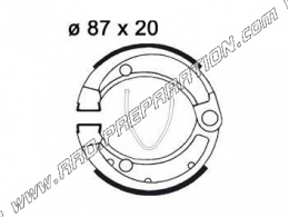 Front or rear brake shoes Ø87mm by 20mm thickness AP RACING quad ARTIC CAT 2WD, DVX, BAOMBARDIER DS, CAN-AM, CPI...