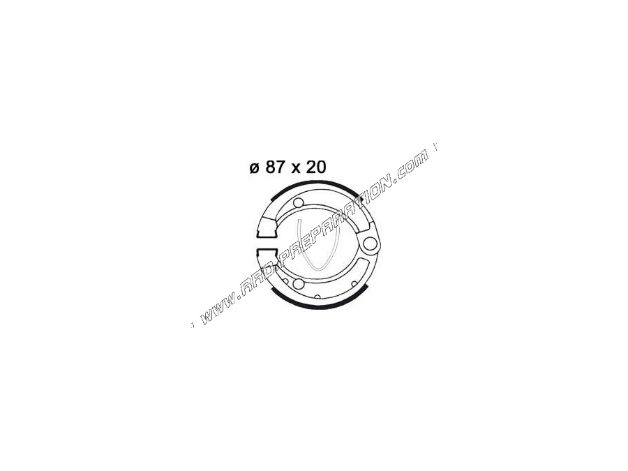 Front or rear brake shoes Ø87mm by 20mm thickness AP RACING quad ARTIC CAT 2WD, DVX, BAOMBARDIER DS, CAN-AM, CPI...