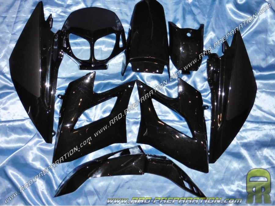 Kit 8 pièces de carénage TNT ORIGINAL noir pour moto 50cc DERBI DRD RACING et LIMITED de 2004 à 2010