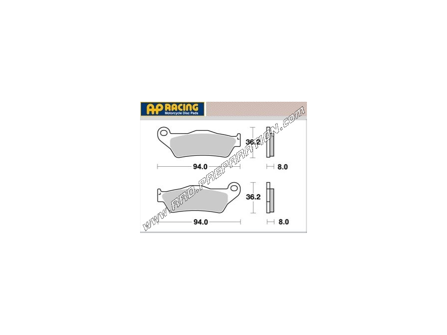 Brake pads AP RACING front - rear motorcycle, quad ALFER, BENELLI, CCM, FACTORY, GAS-GAS, HUSABERG, HUSQVARNA, KTM...