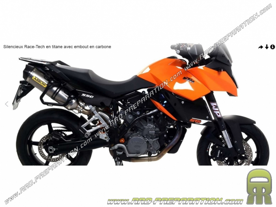 Complete ARROW RACE-TECH exhaust line for KTM 990 SMT from 2009 to 2013