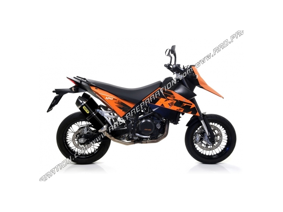 Par de silenciadores completos ARROW RACE TECH en el colector original para KTM 690 SM de 2006 a 2012