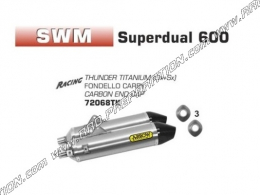 Pair of ARROW THUNDER exhaust silencers on original manifold for SWM Superdual 600 2017