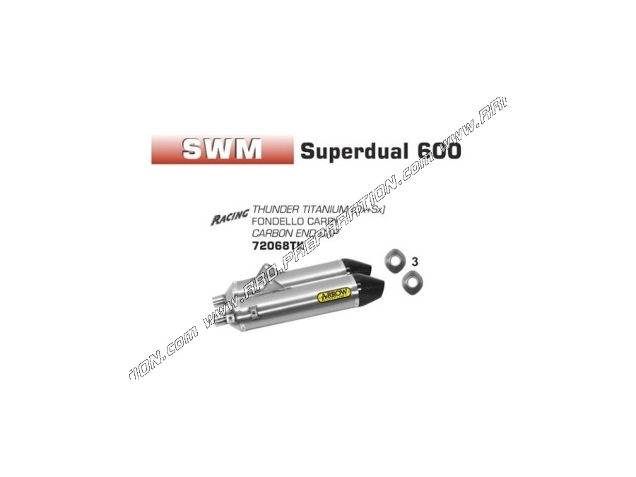 Paire de silencieux d'échappement ARROW THUNDER sur collecteur origine pour SWM Superdual 600 2017